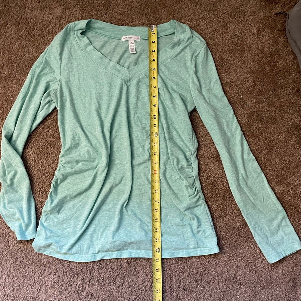 2 maternity shirts Teal long sleeve- L ambiance maternity. Medium Gap tshirt.